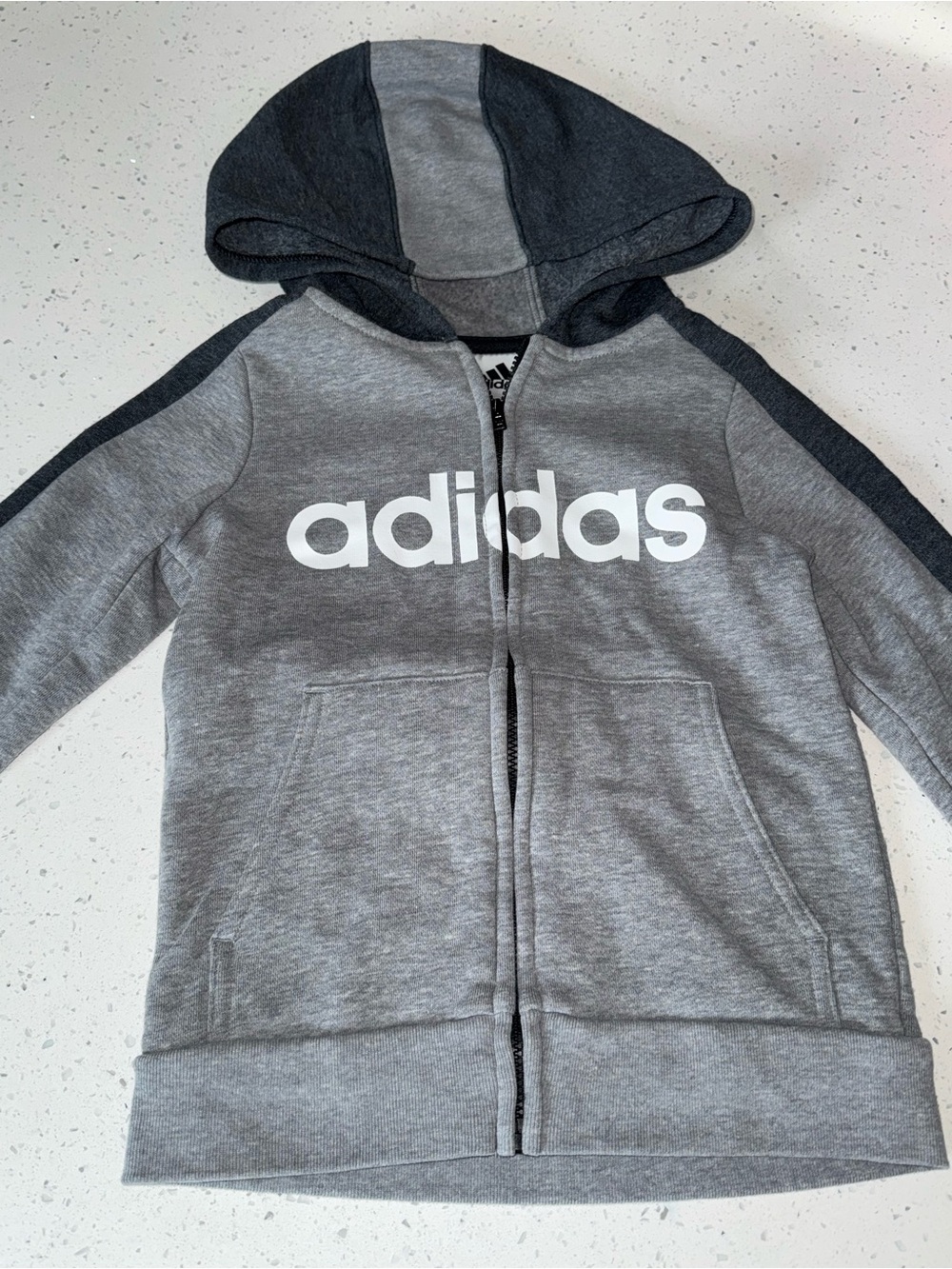 adidas Kids' Gray Hooded Zip Sweatshirt